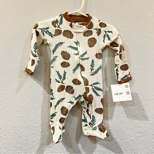 NWT Little Planet Organic by Carters - Pinecone Print NB One Piece Footed PJs